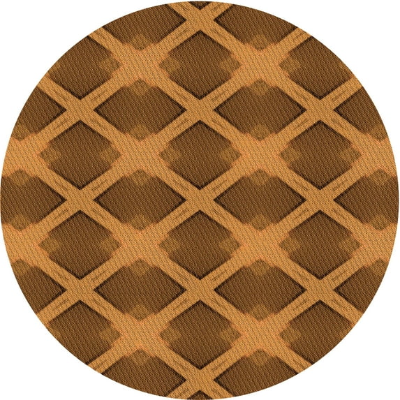 Ahgly Company Machine Washable Indoor Round Transitional Saddle Brown Area Rugs, 6' Round