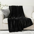 thumbnail image 4 of Battilo Black Chenille Throws for Couch,Soft Lightweigt Knitted Blanket for Living Room,51"x67", 4 of 9