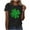 Black, variant on Dark Green Sparkle T Shirt St Patricks Day Glitter Clover Graphic Tees Short Sleeve Black Tops Elegant Irish Blouse