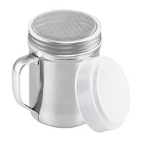 Powdered Sugar Shaker Duster, 1 Pc Cinnamon Sugar Shakers with Lid and Handle, Fine Mesh Stainless Steel Dredge for Baking Soda Flour Cinnamon Cocoa, 2.36x3.14 Inch, Silver