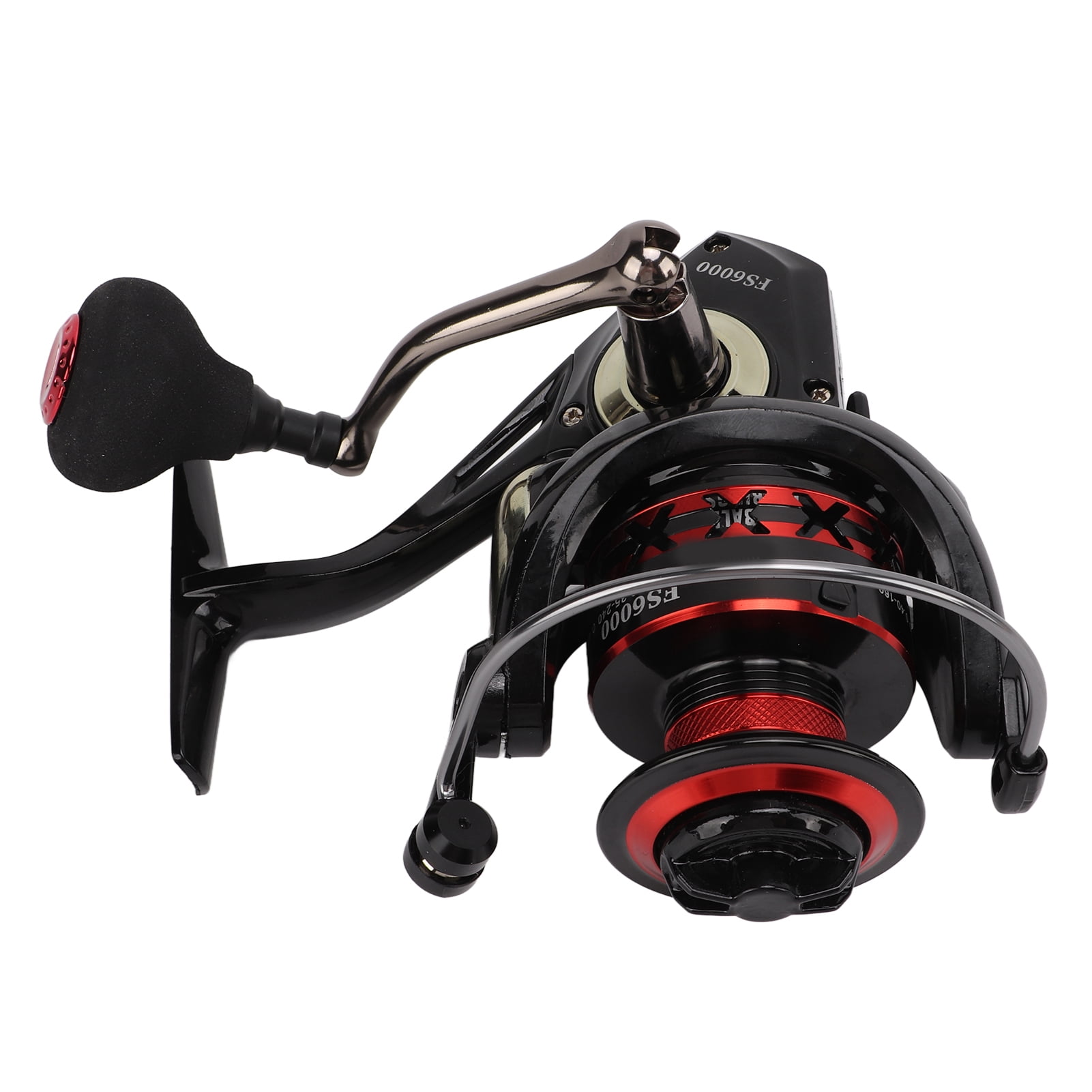 NFTIGB Metal Spinning Fishing Reel CNC Machined with Comfortable EVA Grip, Long Throw Wheel for Saltwater and Freshwater Bass Fishing, Size 6000, 8.47 oz / 240g
