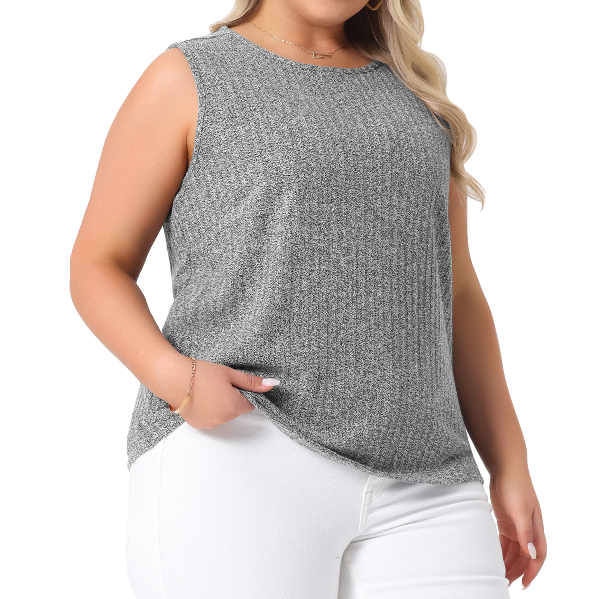 DARING DIVA Women's Plus Tank Tops Basic Soft Casual Outfits 2X Gray