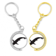 thumbnail image 1 of Blue Ocean Shark animal feroz Anillo de oro de metal llavero llavero, 1 of 4