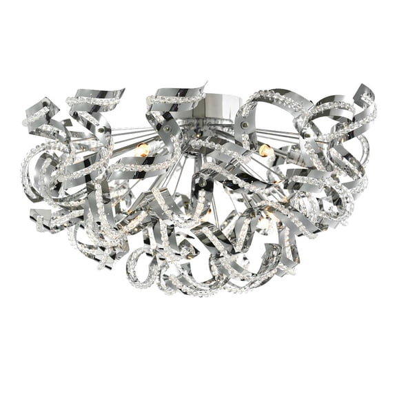 CWI Lighting Swivel 13 Light Contemporary Metal Flush Mount in Chrome