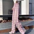 thumbnail image 6 of Spring Autumn Korean Style Casual Fashion Wild Loose Plaid Print Straight Wide-Leg Pants, 6 of 6