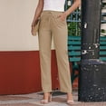 thumbnail image 6 of Womens Linen Pants Spring/Summer Pants High Waisted Wide Leg Drawstring Casual Loose Pants Trousers with Pockets S-3XL, 6 of 9