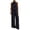 Black, variant on Women Dressy Pant Suits, 2‑Piece Sleeveless Cowl Neck Halter Top And Elastic Waist Wide Leg Pants Resort Casual Outfit Set, Nylon Lightweight Vacation Suit, S‑XL, True To Size