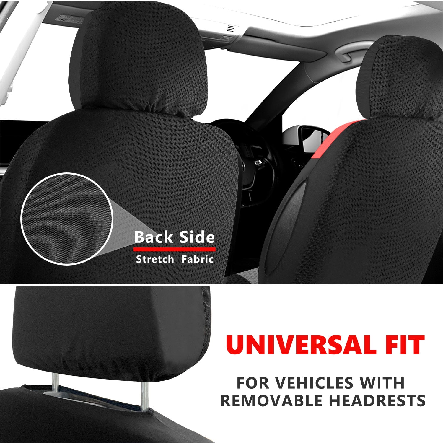 TIANLAIMEI Full Set Car Seat Covers with Steering Wheel Cover and Seat Belt Shoulder Protector Set, Automotive Seat Cushion Car Accessories Fits Most Cars