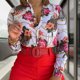 thumbnail image 4 of Blusa con estampado floral camisas con cuello vuelto traje de trabajo de oficina de manga larga para mujer FLhrweasw Nuevo, 4 of 7
