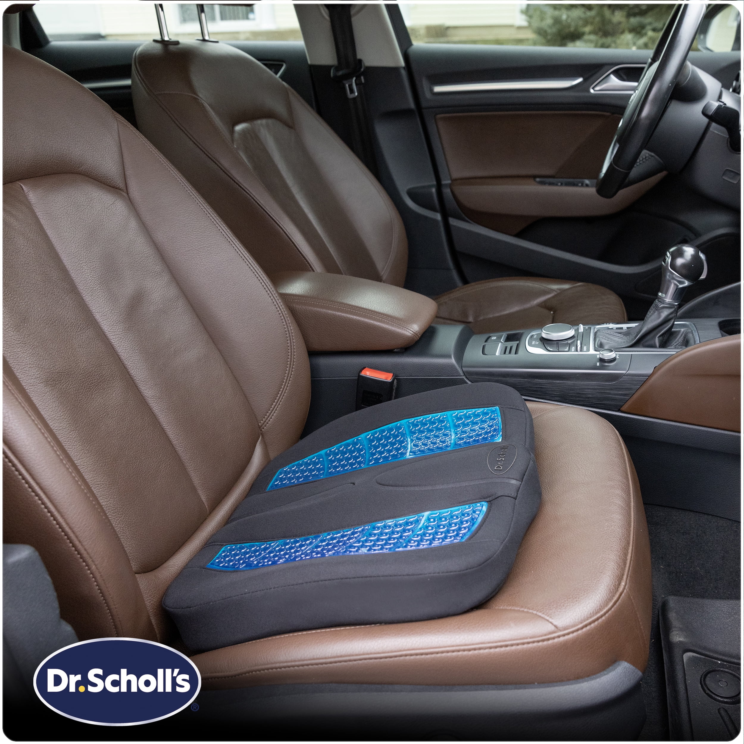 Custom Accessories Dr. Scholl's UltraCool Gel-Infused Posterior Seat Cushion for Car, Truck, SUV - Anti-Slip Backing and Memory Foam for Ergonomic Support and Back