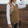 thumbnail image 2 of SOMER Women Sweater Vest Sleeveless V Neck Sweater Tops Loose Pullover Sweater Brown, 2 of 7