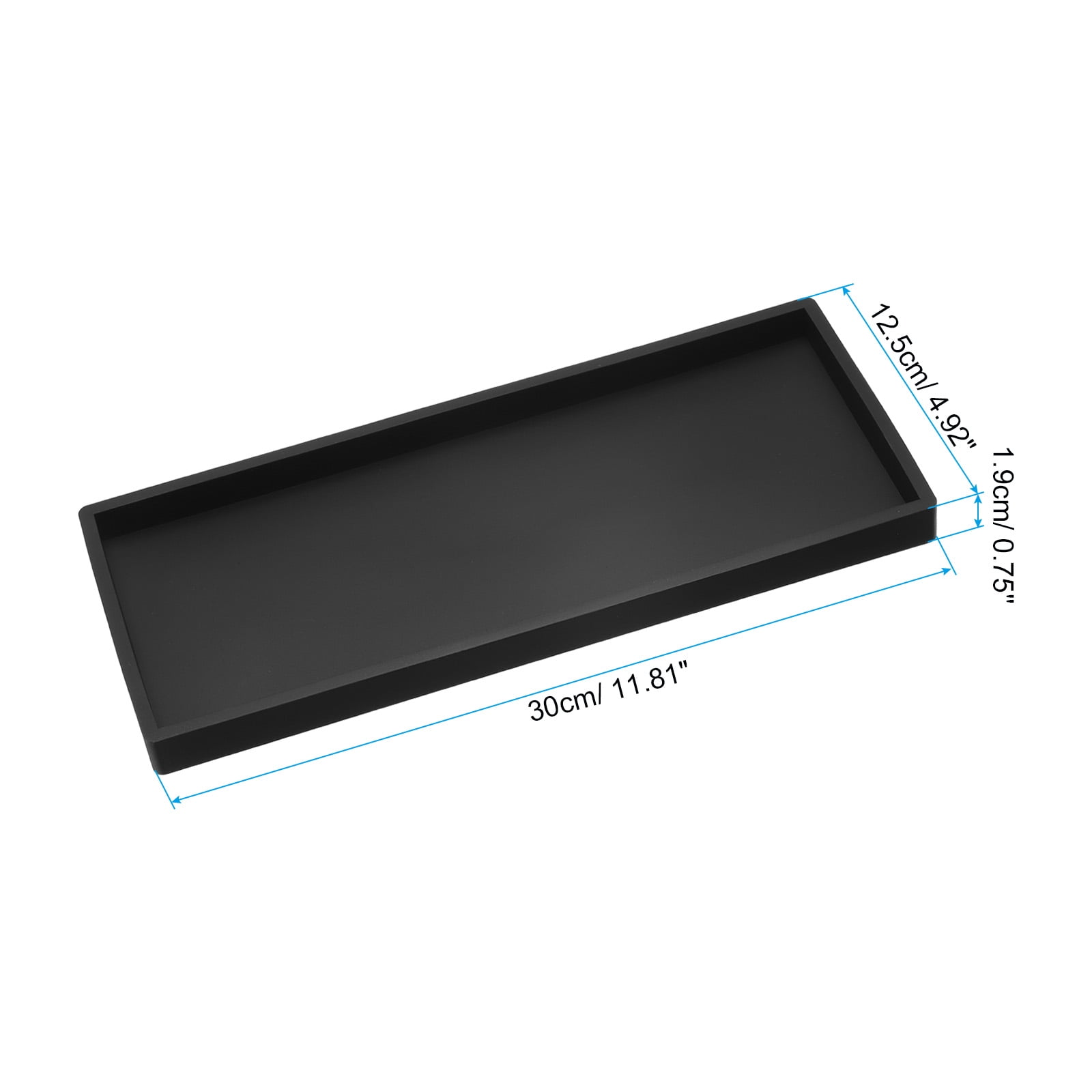 Unique Bargains Silicone Bathroom Tray for Kitchen Sink 12" x 5" Black