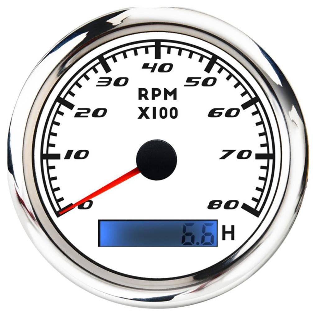 Marine Boat meter Gauge LCD Hour Meter 832V 8000 RPM 85mm White