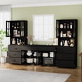 thumbnail image 4 of RichYa Kitchen Pantry Cabinet Set of 4,94" W Buffet Sideboard Coffee Bar with Glass Door Hutch,Modular Storage Cabinets with Shelves & Drawers for Dining Room,Black(CEEC), 4 of 10