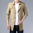 thumbnail image 2 of Dagugfen Mens Jacket Windbreaker Button Notched Lapel Slim Outwear Casual Elegant Long Trench Coat Fall, 2 of 9