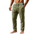 thumbnail image 3 of HBBIKVI Men Leisure Chinos Solid Color Loose Fit Drawstring Elastic Waist Pants for Outdoor Activities All Seasons, 3 of 6