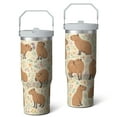thumbnail image 2 of 1pc Capibara 30oz Tumbler with Straw & Handle - Insulated Stainless Steel Cup | Holiday Gift for Man Women (Christmas, Valentine's, Birthday), 2 of 7