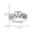 thumbnail image 2 of 925 Sterling Silver Oxidized Love Heart With Leaves Angel Wings Ring Size 6 Statement Ring for Women, 2 of 2