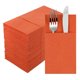 thumbnail image 1 of Xiao Hua 50 servilletas desechables con bolsa para cubiertos incorporada, predobladas, adecuadas para decoración de mesas de restaurantes, bodas y fiestas, color naranja, 1 of 5