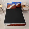 thumbnail image 4 of Homewish Sport Football Zipper Full Size Comforter Sets with Fitted Sheet and 2 Pillowcases,Teens Blue Rugby Ice Cream Drip Zipper Bedding Set,4pcs,Black Reversible, 4 of 6