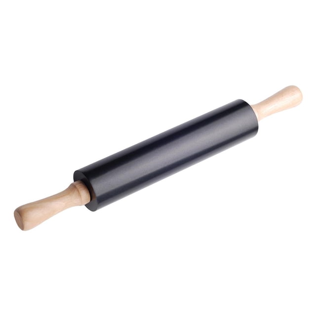 Rodillo De Amasar De Fácil Agarre Para Repostería, Duradero, Corteza De Pastel, Barra De Amasar De Pan De Acero Inoxidable Con Base De Madera, Rodillo Antiadherente Para Pizza Para Hornear matsuzay HA020440-00