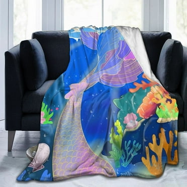 Mermaid Blanket Cute Mermaid Tail Scales Fuzzy Soft Cozy Warm Sherpa Throw Blanket for Girls Women for Girls Kids 60"X50"