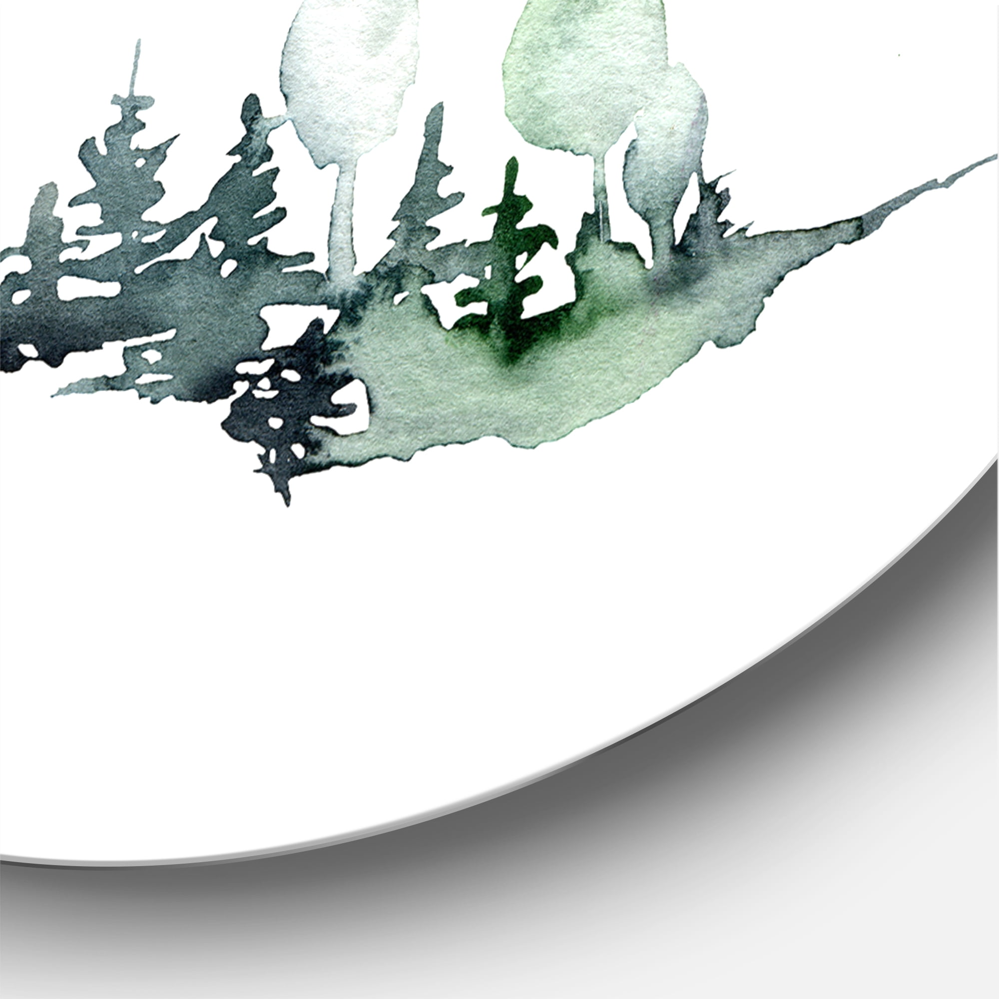 Designart 'Trees With Winter Dark Blue Mountain Landscape II' Modern Circle Metal Wall Art 23x23 - Disc of 23