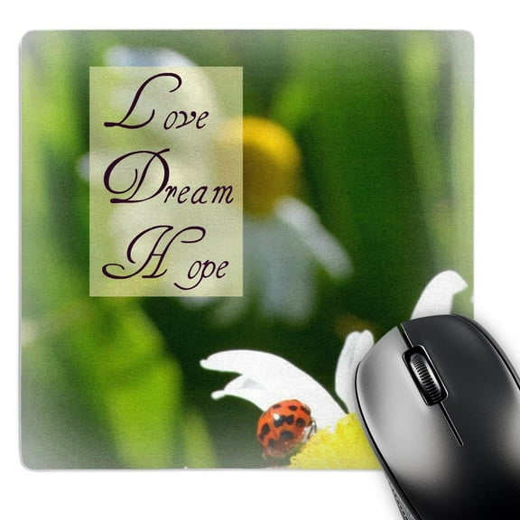 3dRose, Love Dream Hope Ladybug on a Daisy Inspirational Quotes, MousePad
