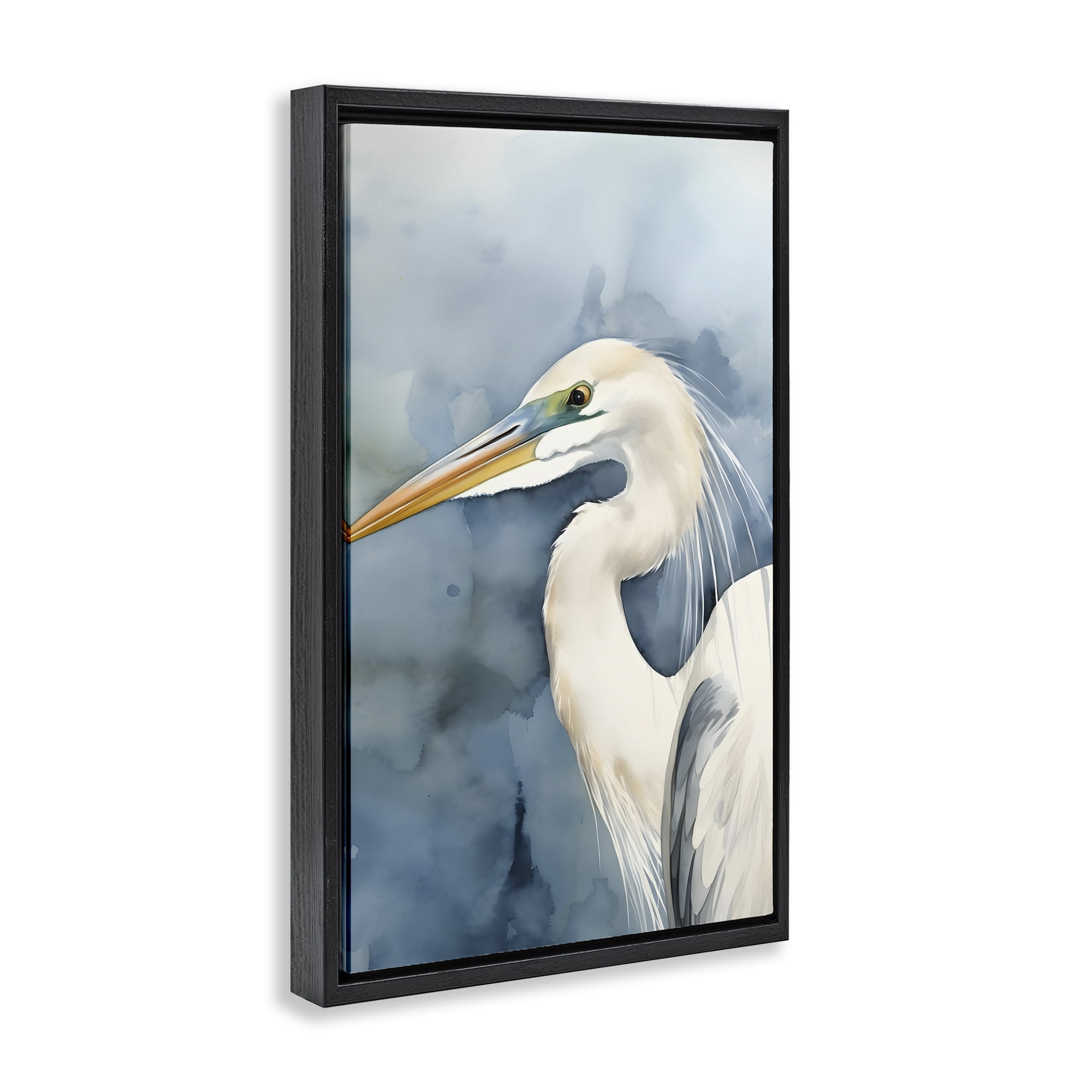 Stupell Industries Beach Bird on Blue Animals & Insects Painting Black Floater Framed Canvas Art Print Wall Art, 17 x 25