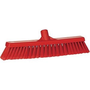 Vikan 16" Fine Particle Push Broom- Soft/Split - Red (3 Units)