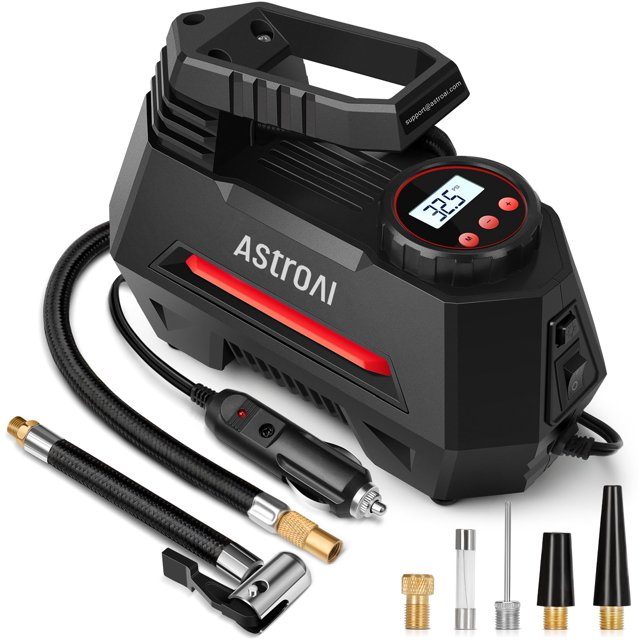 Compresor de aire portátil AstroAI, inflador de neumáticos, 12 V DC, 100 PSI
