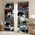 thumbnail image 3 of Feelyou Bear Animal Print Black Out Curtains, Blue Patchwork Buffalo Curtains Pack of 2 (42x63 Each), Rustic Farmhouse Bedroom Curtains, Black Out Curtains Decor, 3 of 7