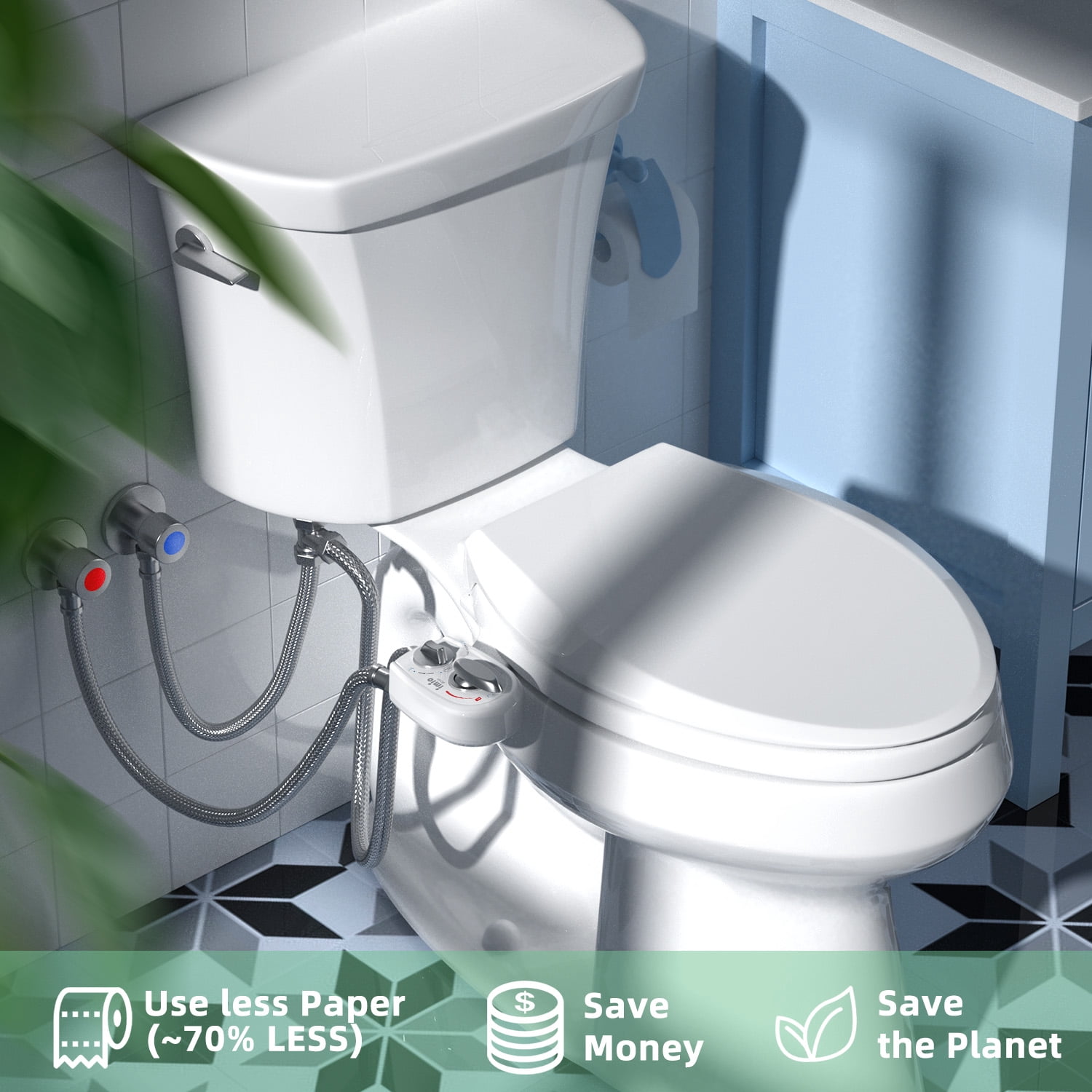 imio BD186 Non-Electric, Bidet Attachment White with Self Cleaning Nozzle