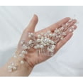 thumbnail image 4 of Getacota Accesorios para el cabello de novia, accesorios para el cabello, perlas, diamantes de imitación, astilla, cristal, flor, hoja, vid, peine lateral, tocados, pasadores dulces para mujeres y niñ, 4 of 5