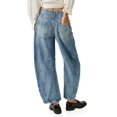 thumbnail image 5 of Women High Waist Barrel Leg Jeans, Vintage Washed Denim Stitched Detail Baggy Wide Leg Casual Jeans, 5 of 6