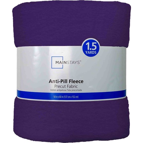 Mainstays 1.5 Yards 100% Polyester Lux Anti-pill Fleece Solids, Purple, 60" Wide for Crafts