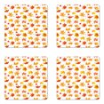 thumbnail image 1 of Autumn Coaster Set of 4, Demonstration of Fallen Maple Leaves on a Plain Background Fall Season, Square Hardboard Gloss Coasters, Standard Size, White and Multicolor, by Ambesonne, 1 of 2