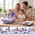 thumbnail image 3 of Adnoom Heat Press 15x15, 5 in 1 Multifunctional Shirt Press Machine Combo, 360° Swing Away Heat Transfer Sublimation with LED Display for T-shirts Mugs Hat Plate Cap, Purple, 3 of 9