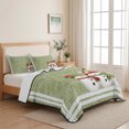 thumbnail image 5 of Quilts Twin Size Bedding Set, Green Christmas Snowflakes Lightweight Quilted Comforter, Winter Xmas Cute Snowman Plaid Soft Reversible Bedspread Coverlet with Pillow Covers for All Season, 68" x 86", 5 of 9