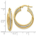 thumbnail image 2 of FB Jewels Leslie's 14K Two Tone Gold Polished and Textured Twisted Hoop Earrings, 2 of 2