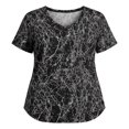 thumbnail image 3 of Women's T-Shirts Women's Print V Neck Short Sleeve T Shirt Women's Plus Size Sports Top Loose Fit for Casual Active Black XXL, 3 of 3