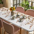 thumbnail image 3 of Orange Brown Eucalyptus Table Cloths for 8 Foot Rectangle Tables, Watercolor Spring Weeping Botanical Patio Waterproof Elastic Fitted Tablecloths, Washable Rectangular Table Cover for Camping, 3 of 8