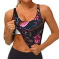 thumbnail image 3 of Daiia Glowing Leaf Bird Printed Women's Sports Bra, Breathable Activewear Bra with U-Back Design and Removable Pads, Comfortable and Supportive for Yoga, Workout-Small, 3 of 8