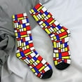 thumbnail image 7 of Colorful Geo Print Socks Geometric Patchwork Casual Stockings Autumn Anti Slip Women Men S, 7 of 7