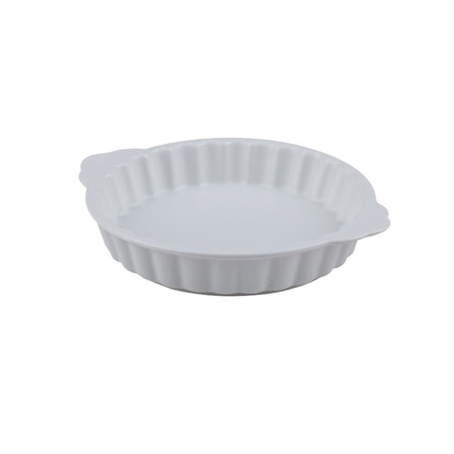 360ML Double Ear Creative Circular Ceramic Baking Plate for Baking and Roasting Steak Plate Double Ear