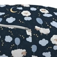thumbnail image 3 of Cartoon Pouf Cover with Zipper, Sheep in the Sky Hovering Clouds Moon Stars Bedtime Theme, Soft Decorative Fabric Unstuffed Case, 30" W X 17.3" L, Dark Night Blue and Beige, by Ambesonne, 3 of 5