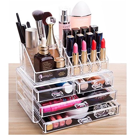 Acrylic 4 Drawers And 16 Grid Makeup Organizer With Cosmetic