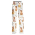 thumbnail image 4 of Fgvctg Easter Womens Pajamas Plus Size Wide Leg Sleepwear Pajamas Pant Soft Rabbit Graphic High Waisted Pjs Easter Eggs Spring Drawstring Lounge Pants with Pockets Saffron L, 4 of 6