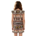 thumbnail image 2 of ZIATUBLES Aztec Geometric Print Girls Summer Romper Ruffle Cap Sleeves One-Piece Short Jumpsuit Soft Comfort Kids Casual Playsuit with Pockets for 5-6 Y, 2 of 6