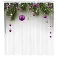 thumbnail image 2 of Christmas Shower Curtain, Tree with Tinsel and Ball with Present Wrap Ribbon Celebration Picture, Fabric Bathroom Set with Hooks, 69W X 70L Inches, Purple Grey Green, by Ambesonne, 2 of 2